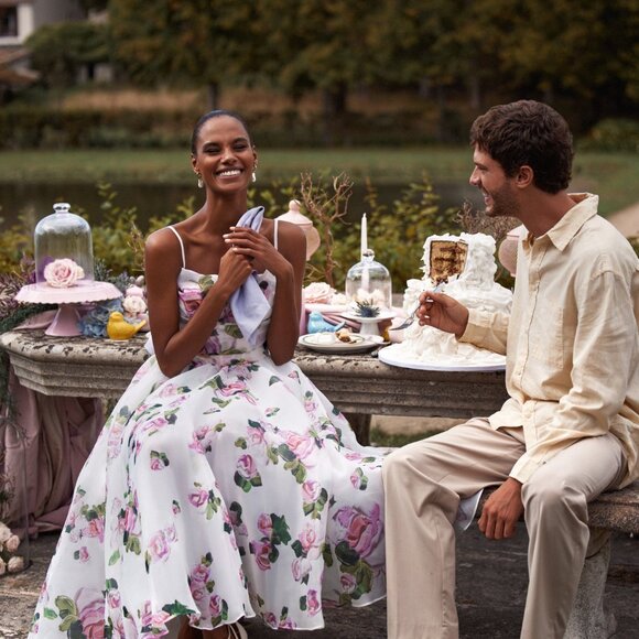 Floral Midi Dress - White and Pink - Picture 7 of 12